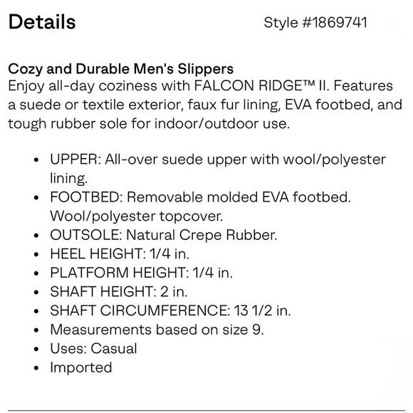 Sorel Men’s Falcon Ridge II Chocolate Suede Slippers with Cream Fur Lining - Picture 11 of 11